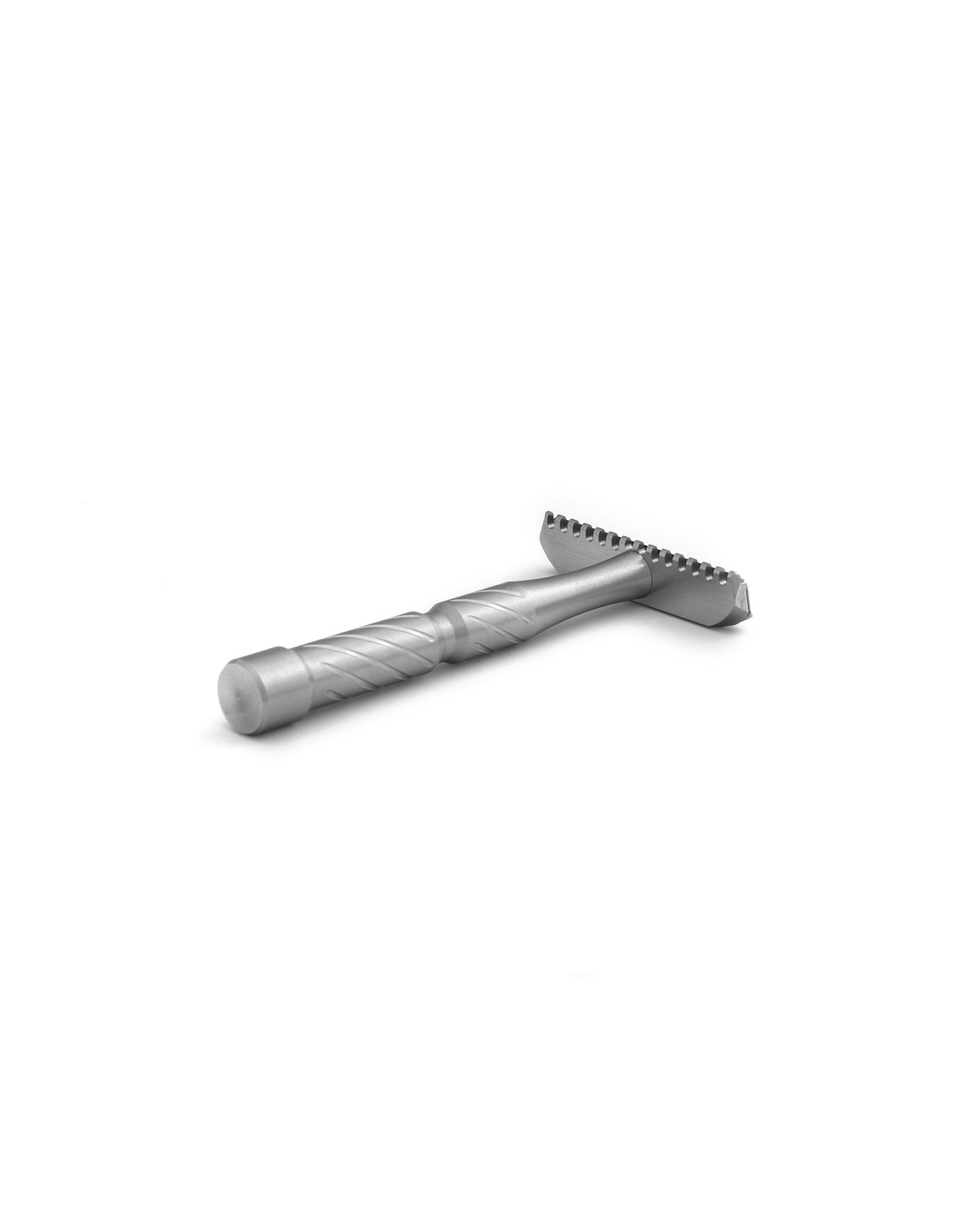 Blackland Razors Vector safety razor with a sleek metal handle, shown in a close-up view.