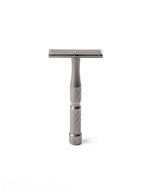 Blackland Razors Vector Titanium razor with sleek metallic finish and ergonomic handle.