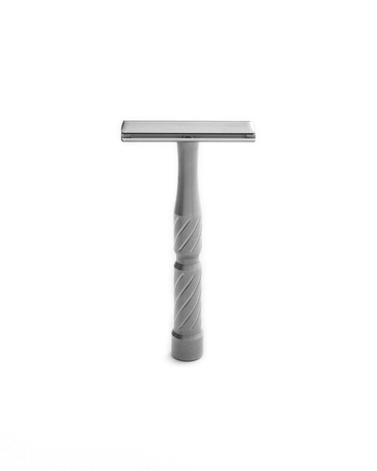 Blackland Razors Vector safety razor with a sleek metallic finish, featuring a textured handle for a secure grip.