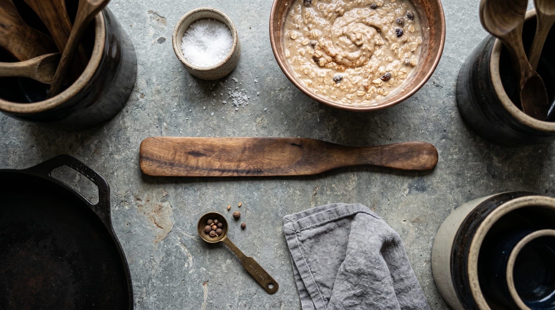 Handcrafted Five Oaks Farm Spurtle from the Farm, wooden kitchen tool for stirring and mixing in cooking and baking.