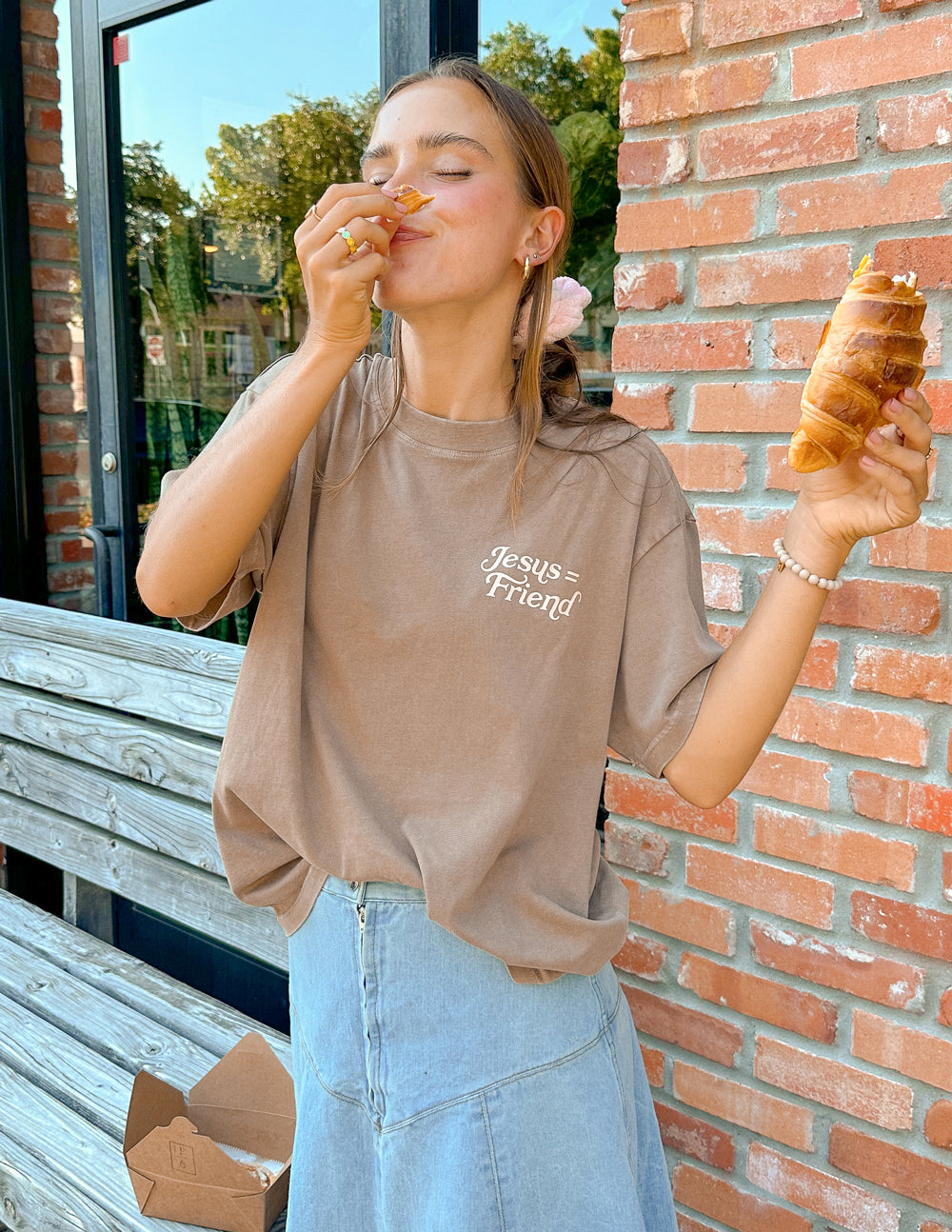 What a Friend in Jesus Brown Unisex Tee - Blessings Grow Meadows