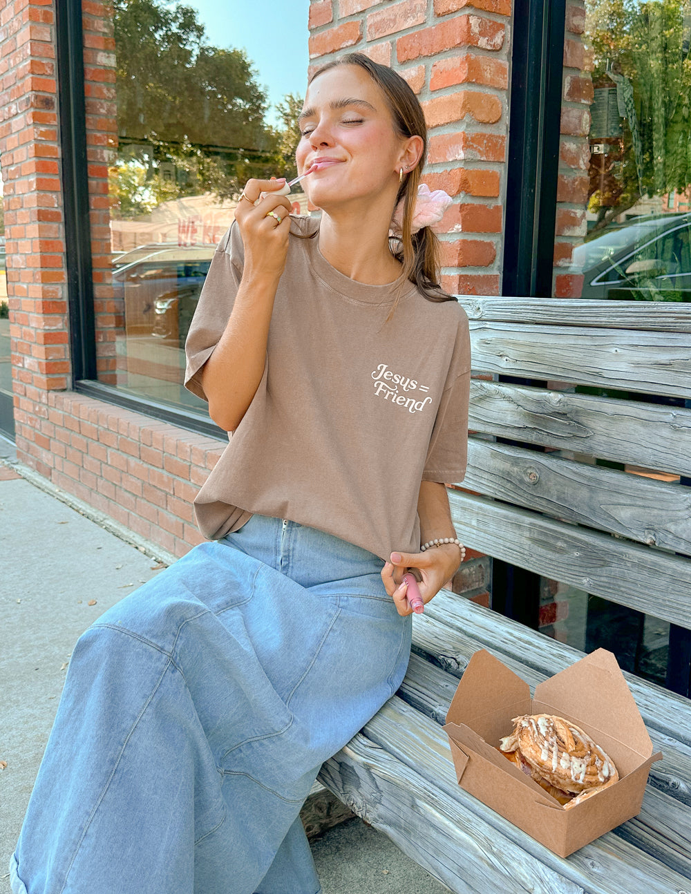 What a Friend in Jesus Brown Unisex Tee - Blessings Grow Meadows