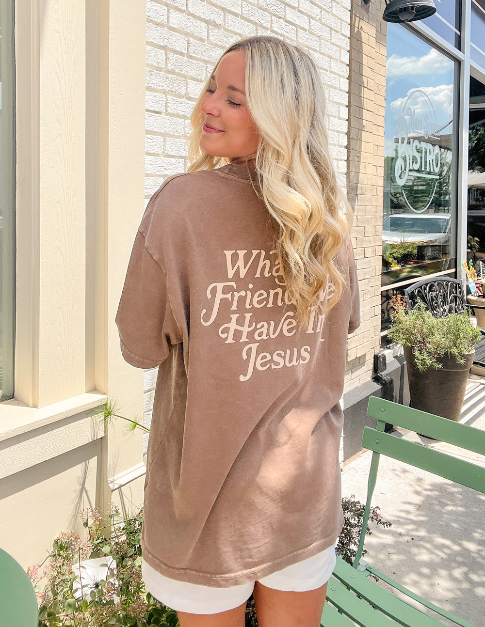 What a Friend in Jesus Brown Unisex Tee - Blessings Grow Meadows