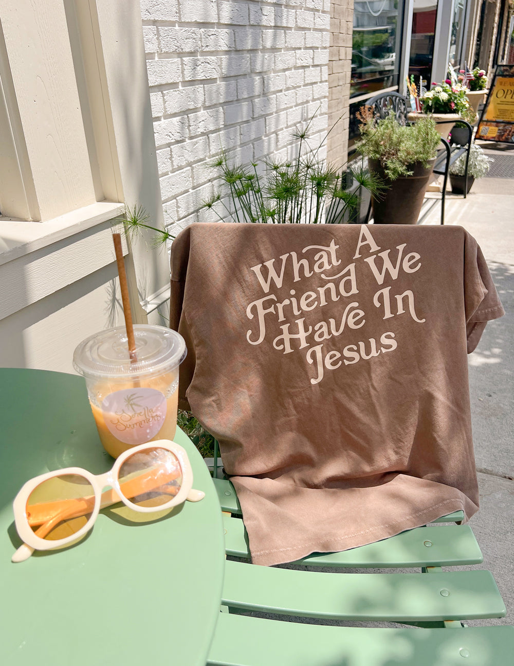 What a Friend in Jesus Brown Unisex Tee - Blessings Grow Meadows
