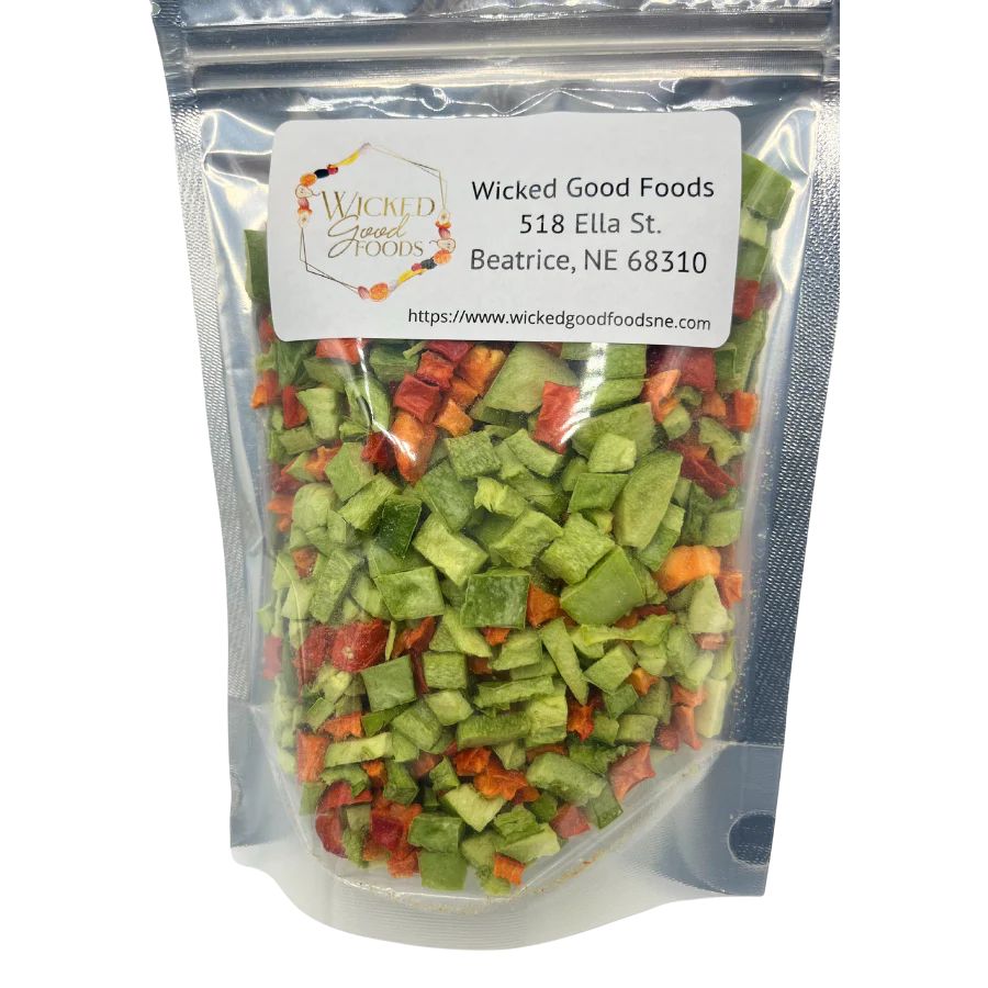 SALE | Freeze Dried Bell Pepper Medley | 1.5 oz | Wicked Good Foods - BuyNebraska.com ~ Blessings Grow Meadows