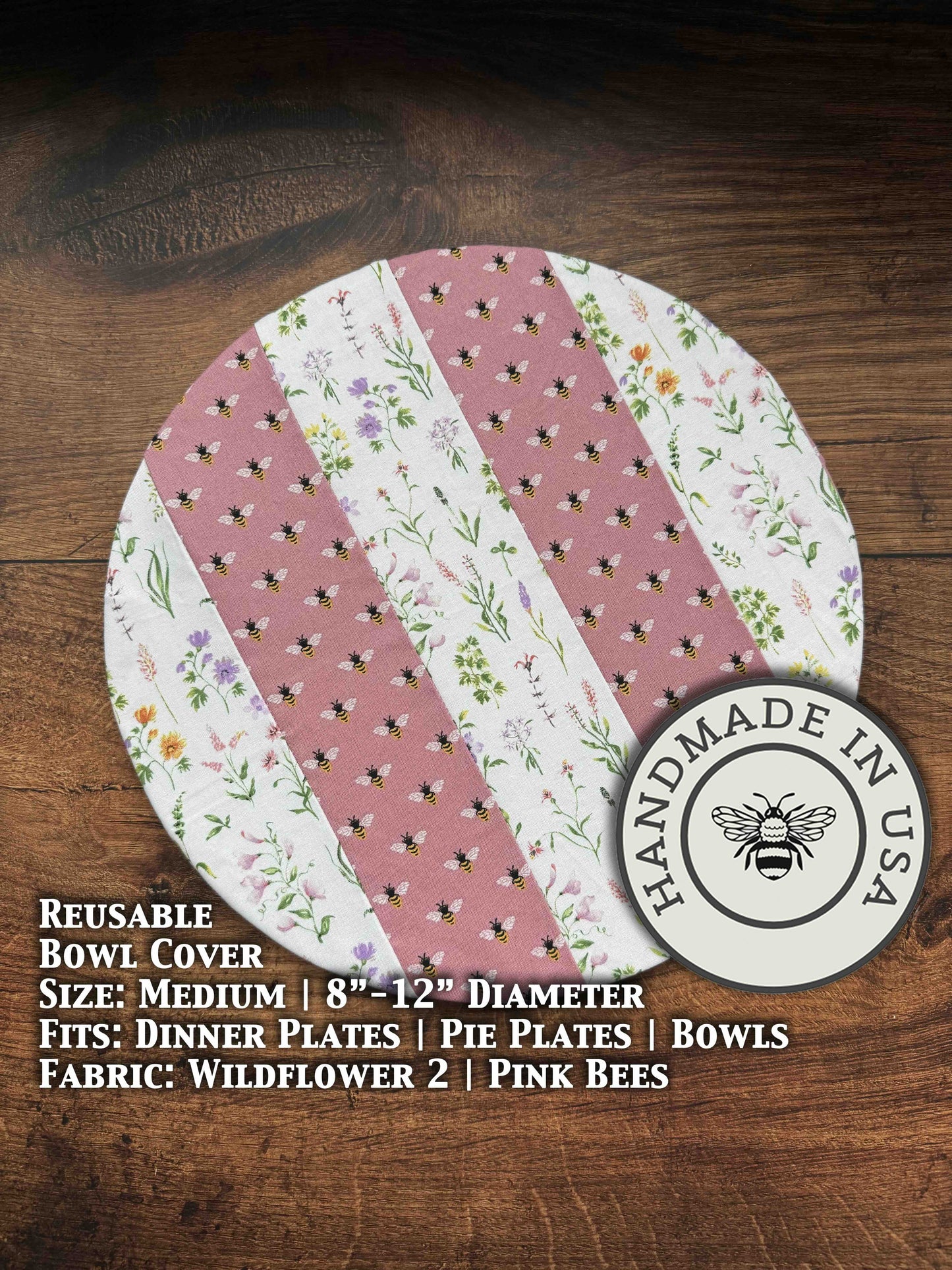 Medium bowl and banneton covers from Five Oaks Farm with wildflower design, used for bread proofing and dough preparation.