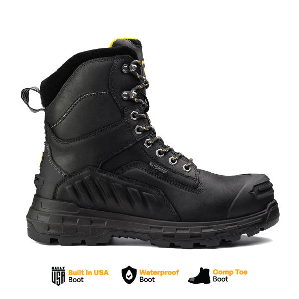 Wildwood 8” Waterproof Composite Toe Black Boot - Made in USA - Blessings Grow Meadows