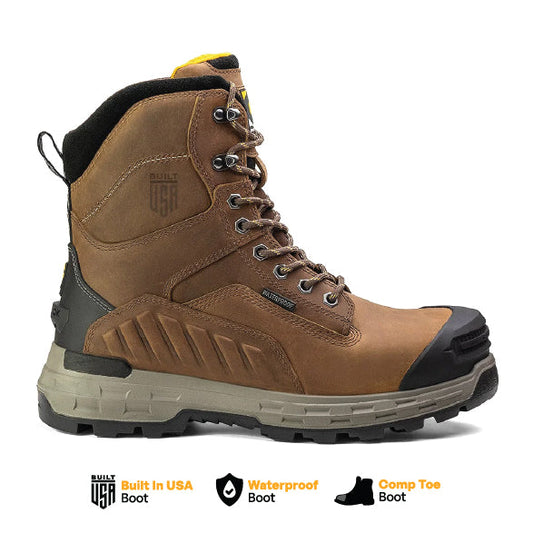 Wildwood 8” Waterproof Composite Toe Brown Boot - Made in USA - Blessings Grow Meadows