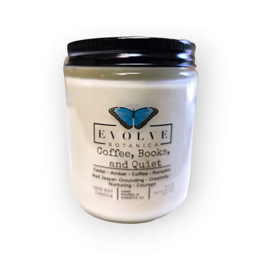 Classic 9oz Jam Jar Crystal Soy Candle - Coffee, Books, & Quiet (Jasper)