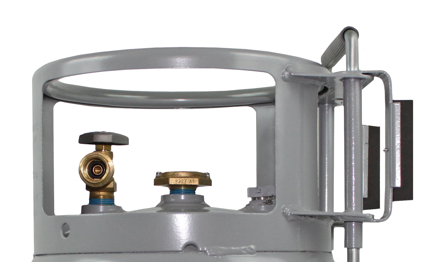 Flame King 20lb horizontal propane cylinder with gauge, wheels, and OPD valve for home and garden use.