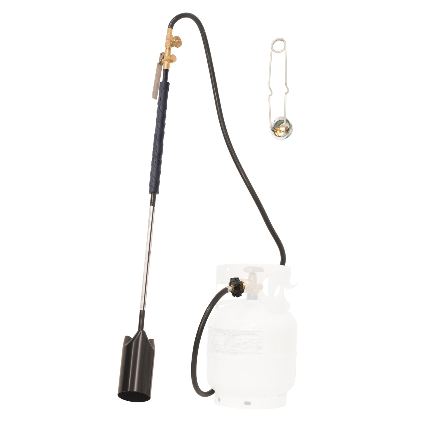 Flame King Heavy Duty Propane Torch Weed Burner with 500,000 BTU and flint striker, designed for weed removal and outdoor burning.