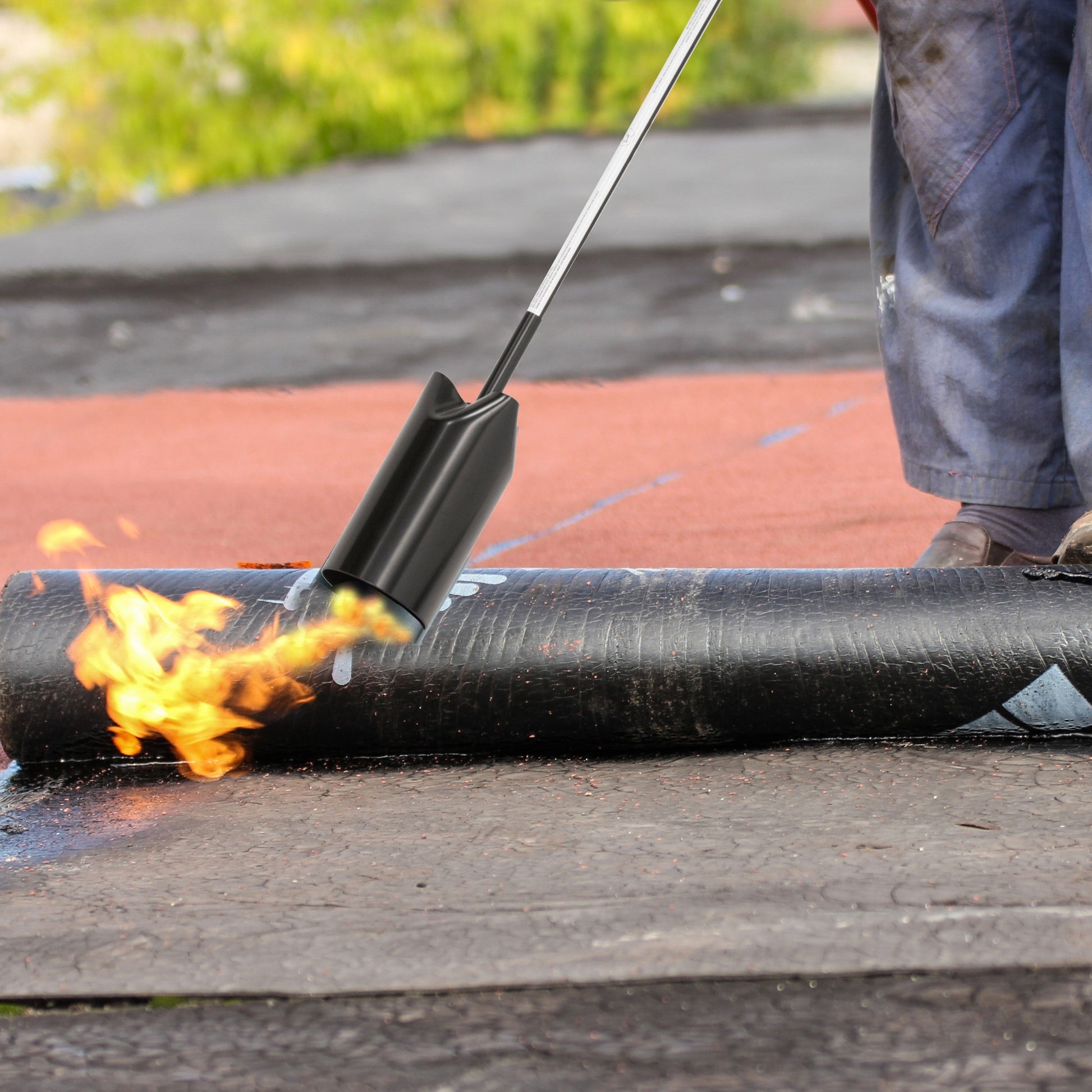 Flame King heavy-duty propane weed burner torch with 500,000 BTU and flint striker for outdoor weed control.