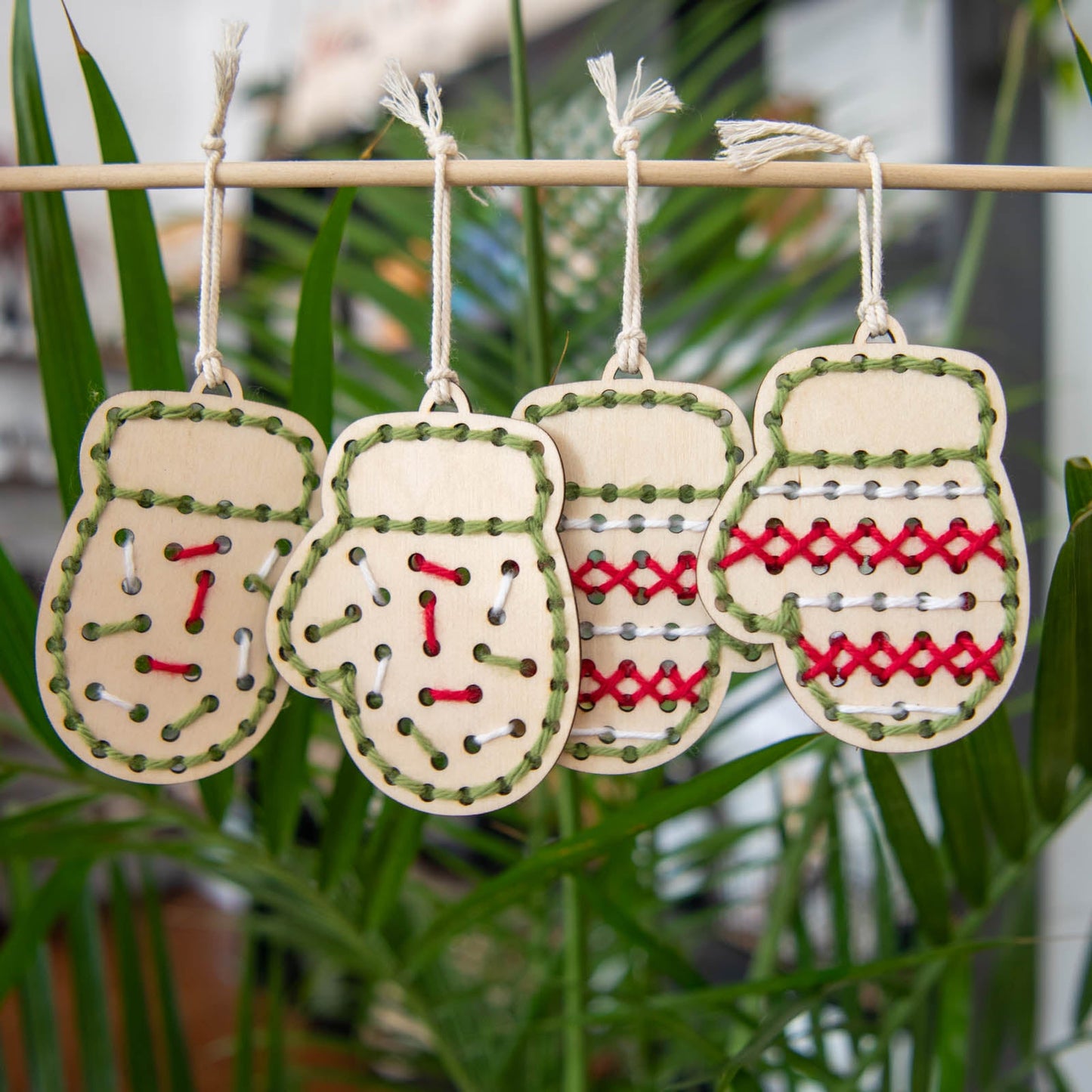 Yarn Christmas Mitten Ornaments Embroidery Kit - Blessings Grow Meadows -