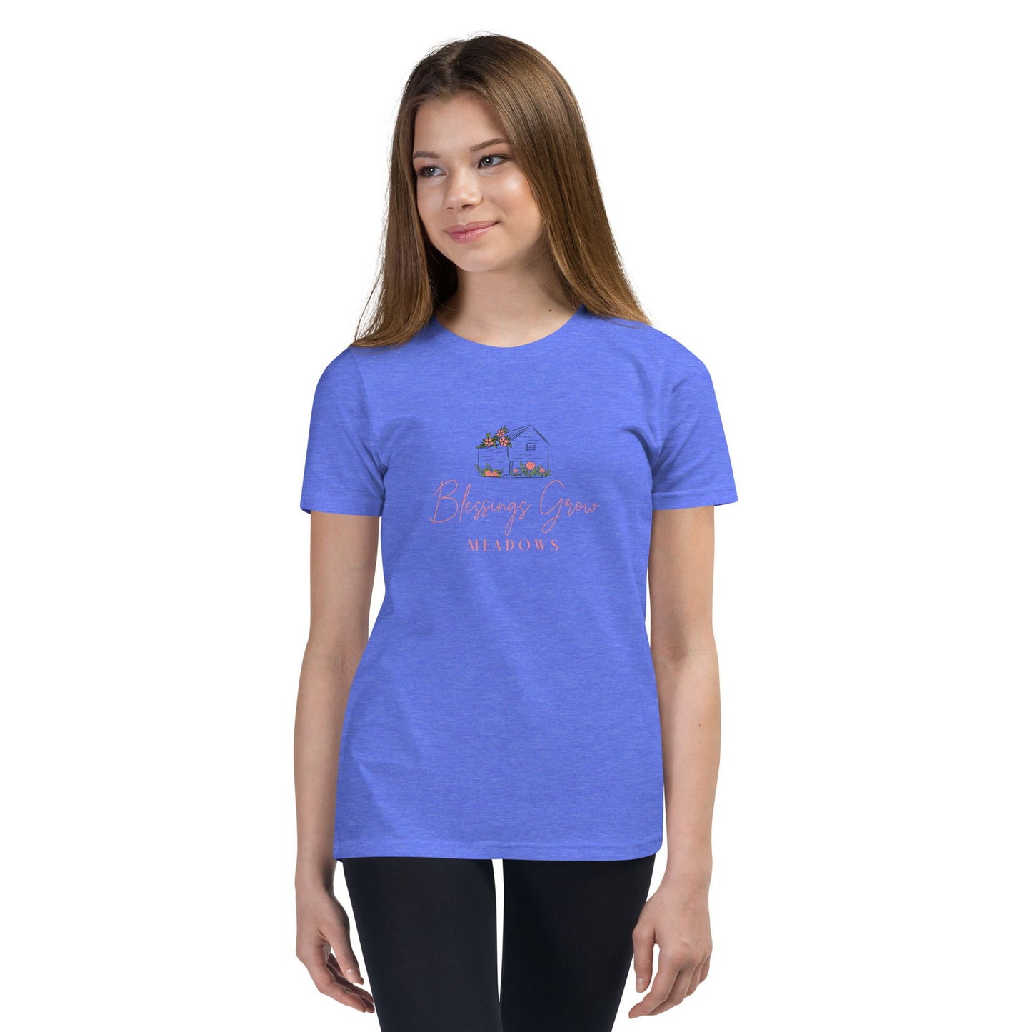 Youth Short Sleeve T-Shirt Blessings Grow Meadows Logo - Blessings Grow Meadows -