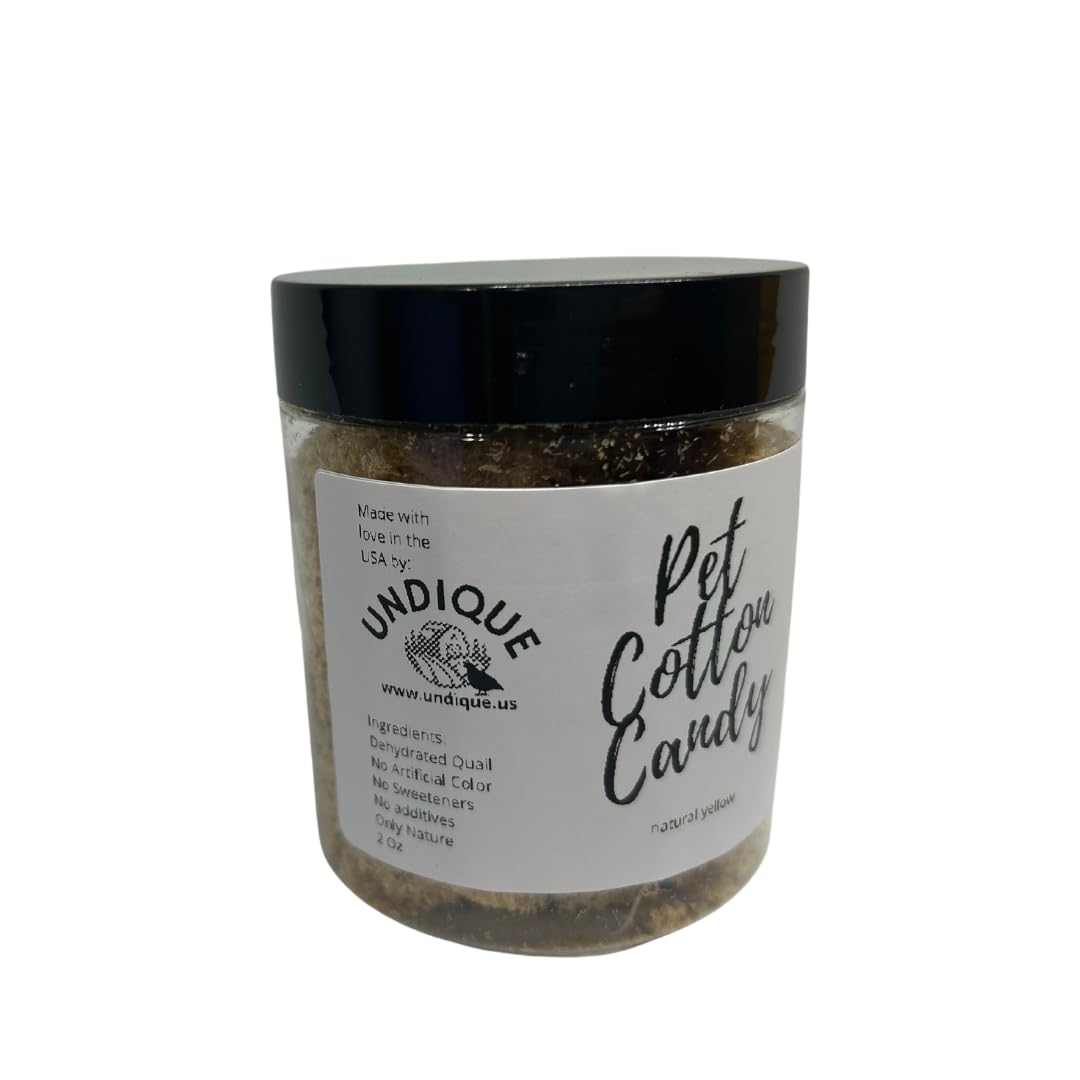 Pet cotton candy treat made from premium quail meat, natural protein-rich fluffy food topper for all pets and picky eaters.
