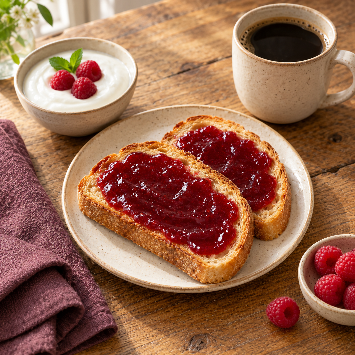 Canned Amish Country Store Red Raspberry Seedless Jam in 18oz jar, with vibrant red jam visible in the image.