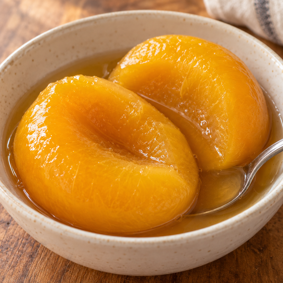 Canned Spiced Peaches by Amish Country Store in a 32oz jar, showing glossy peaches with warm spice seasoning.