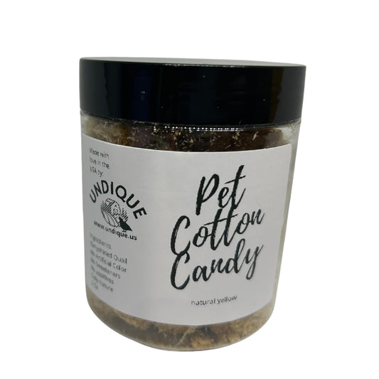 Pet cotton candy made from premium quail meat, a natural protein-rich treat for all pets, ideal for picky eaters or food toppers.