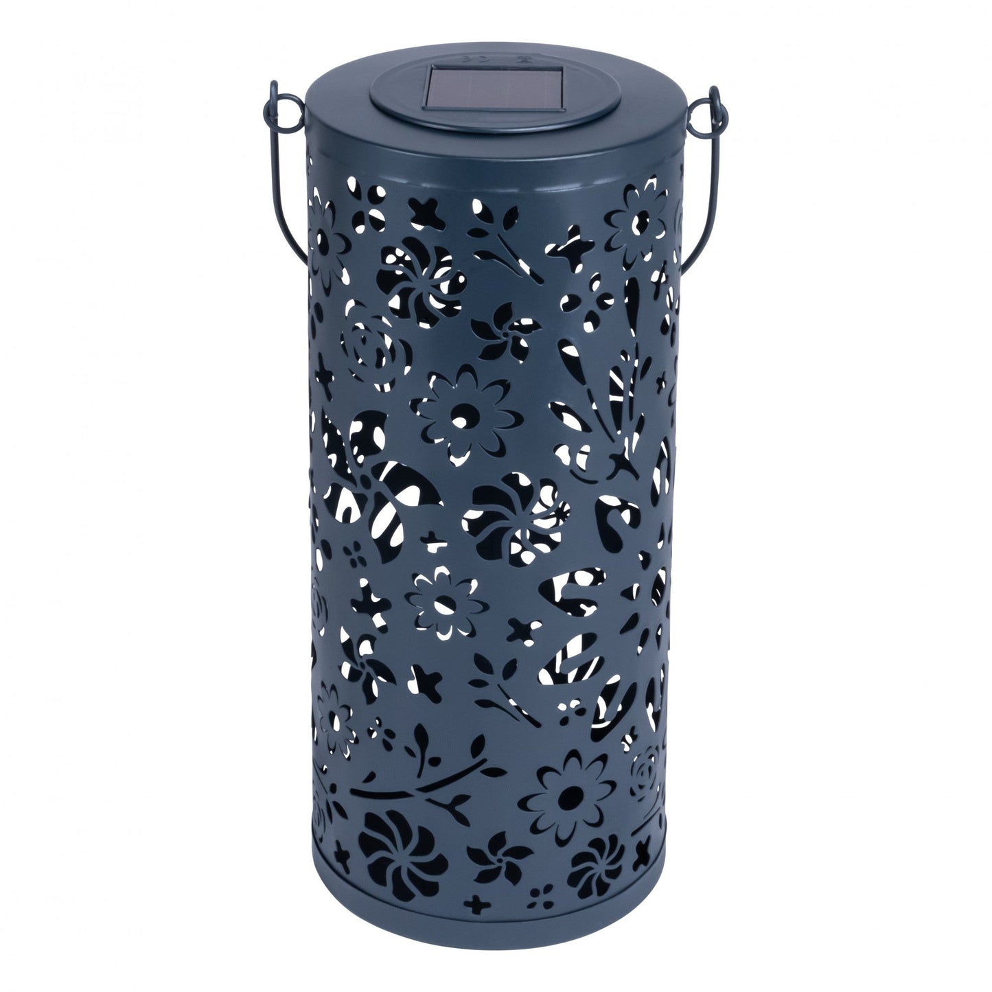 Bloom Punched Metal Solar Lantern - Midnight Blue - Blessings Grow Meadows