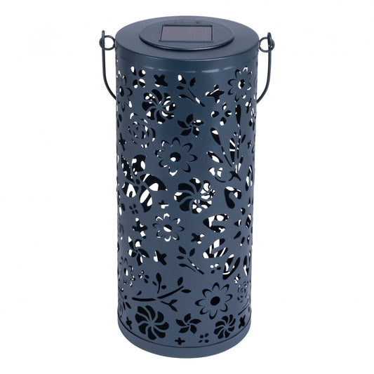 Bloom Punched Metal Solar Lantern - Midnight Blue - Blessings Grow Meadows