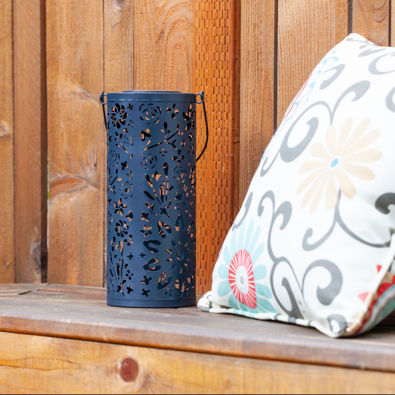 Bloom Punched Metal Solar Lantern - Midnight Blue - Blessings Grow Meadows