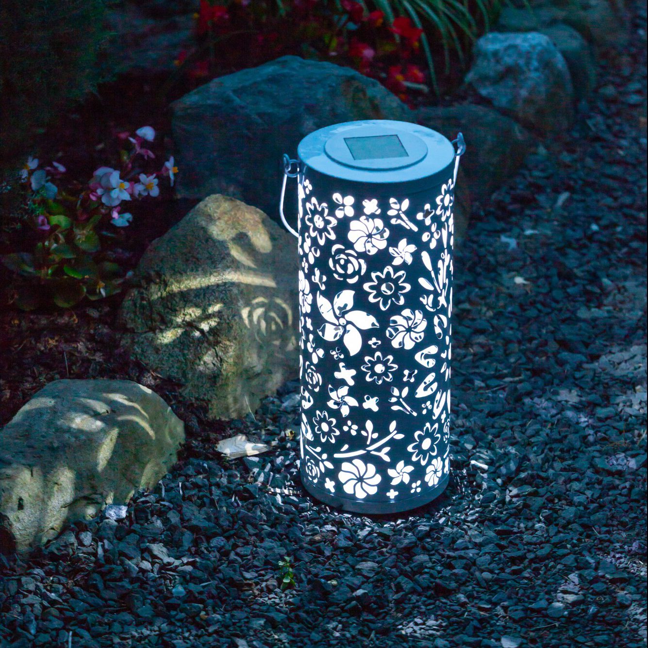 Bloom Punched Metal Solar Lantern - White - Blessings Grow Meadows