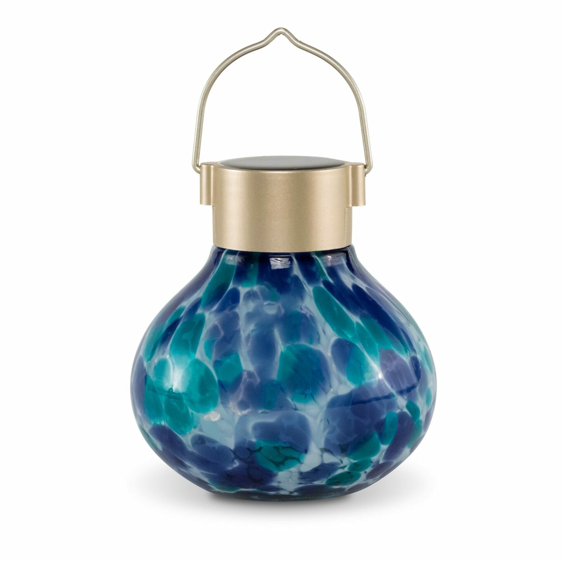 Periwinkle solar tea lanterns by Allsop Home & Garden, 5-inch handblown glass lanterns for outdoor decor.