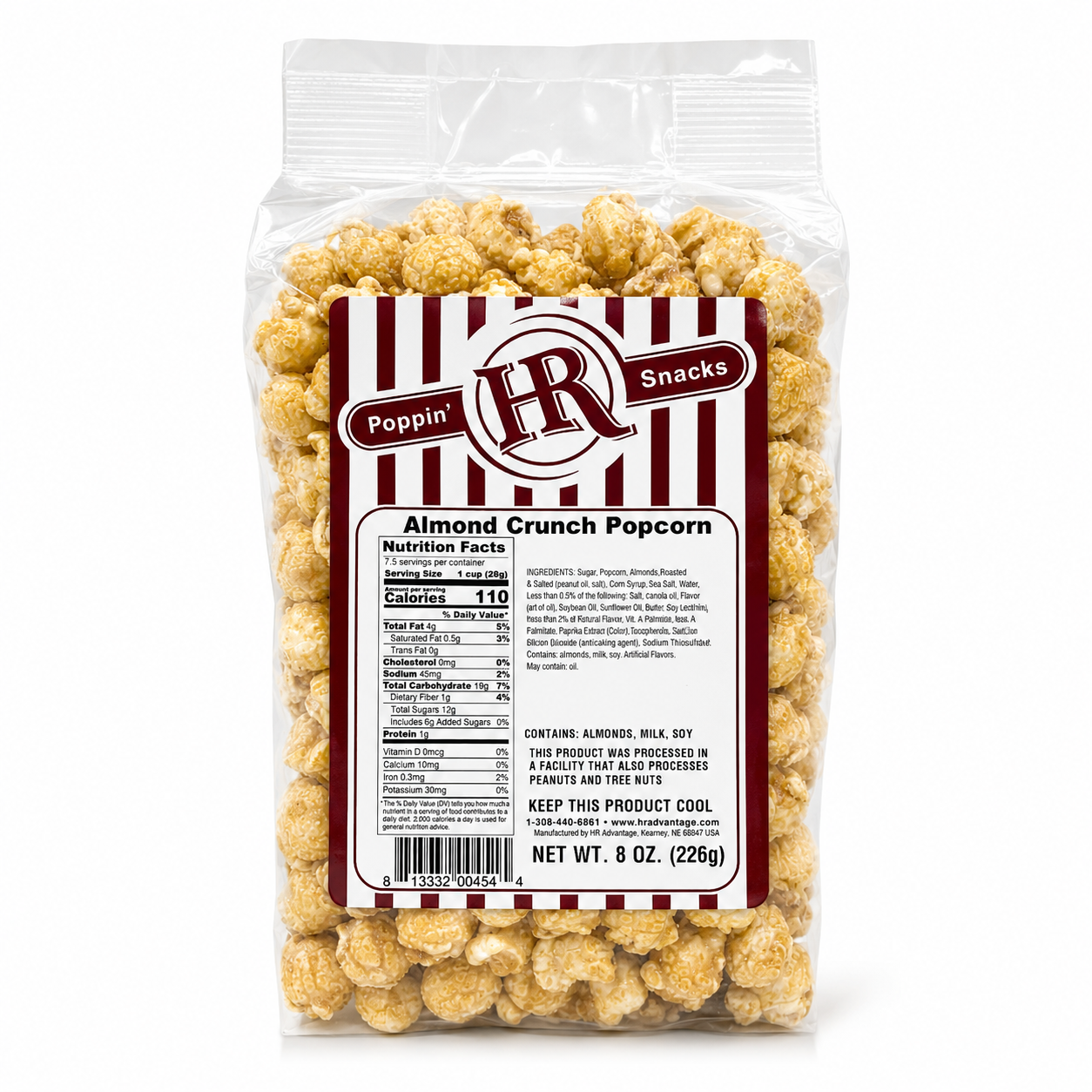 Almond Crunch Popcorn | 8 oz | HR Poppin' Snacks