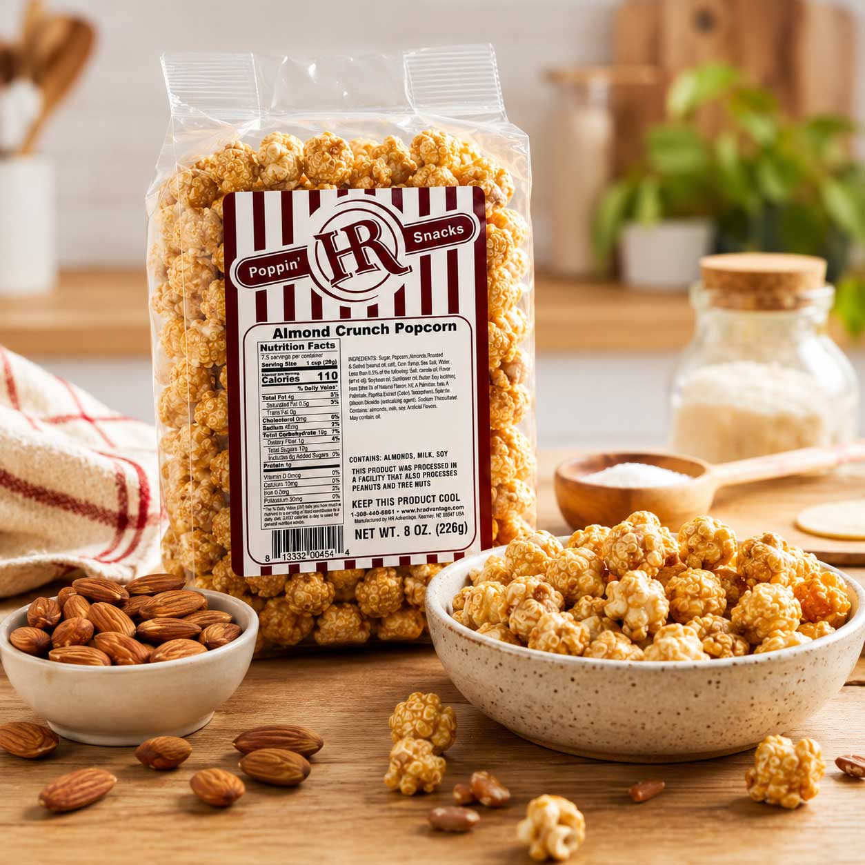 Almond Crunch Popcorn | 8 oz | HR Poppin' Snacks