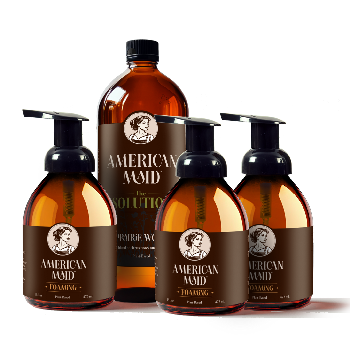 American Maid Foaming Kit featuring Prairie Wood finish with cleaning foam bottles and tools for furniture and wood surfaces.