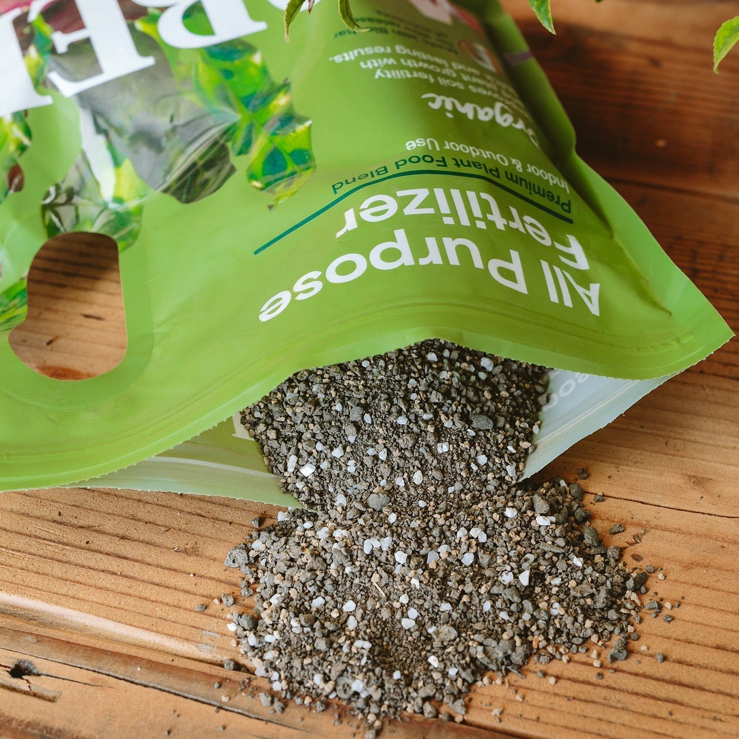 Organic All Purpose Fertilizer by Arber, showing a bag of natural fertilizer for garden and plant growth.