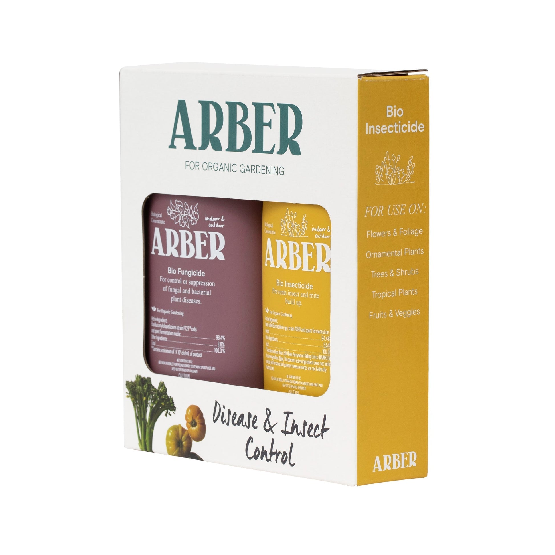 Organic Disease and Insect Control Starter Set kit by Arber, includes natural products for plant protection and pest management.