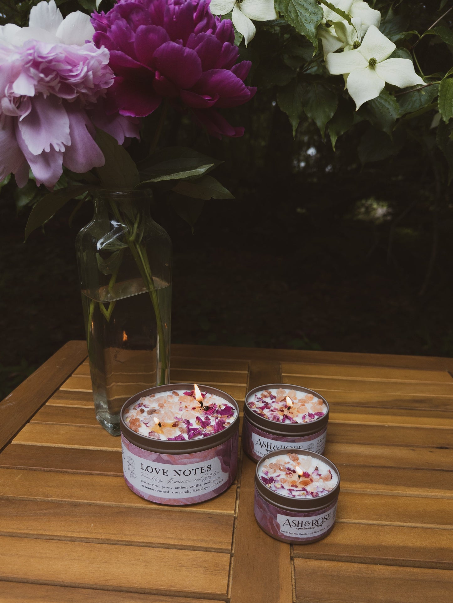 LOVE NOTES Rose  Pink Salt Candle - Blessings Grow Meadows -