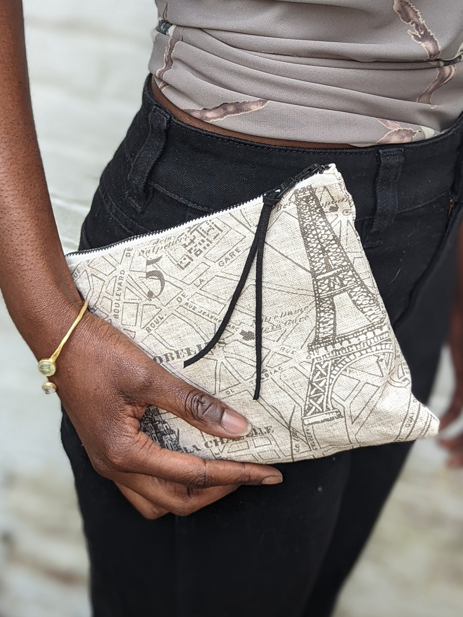 Ash & Rose Paris Map purse featuring a detailed map design, compact and stylish accessory for carrying essentials.