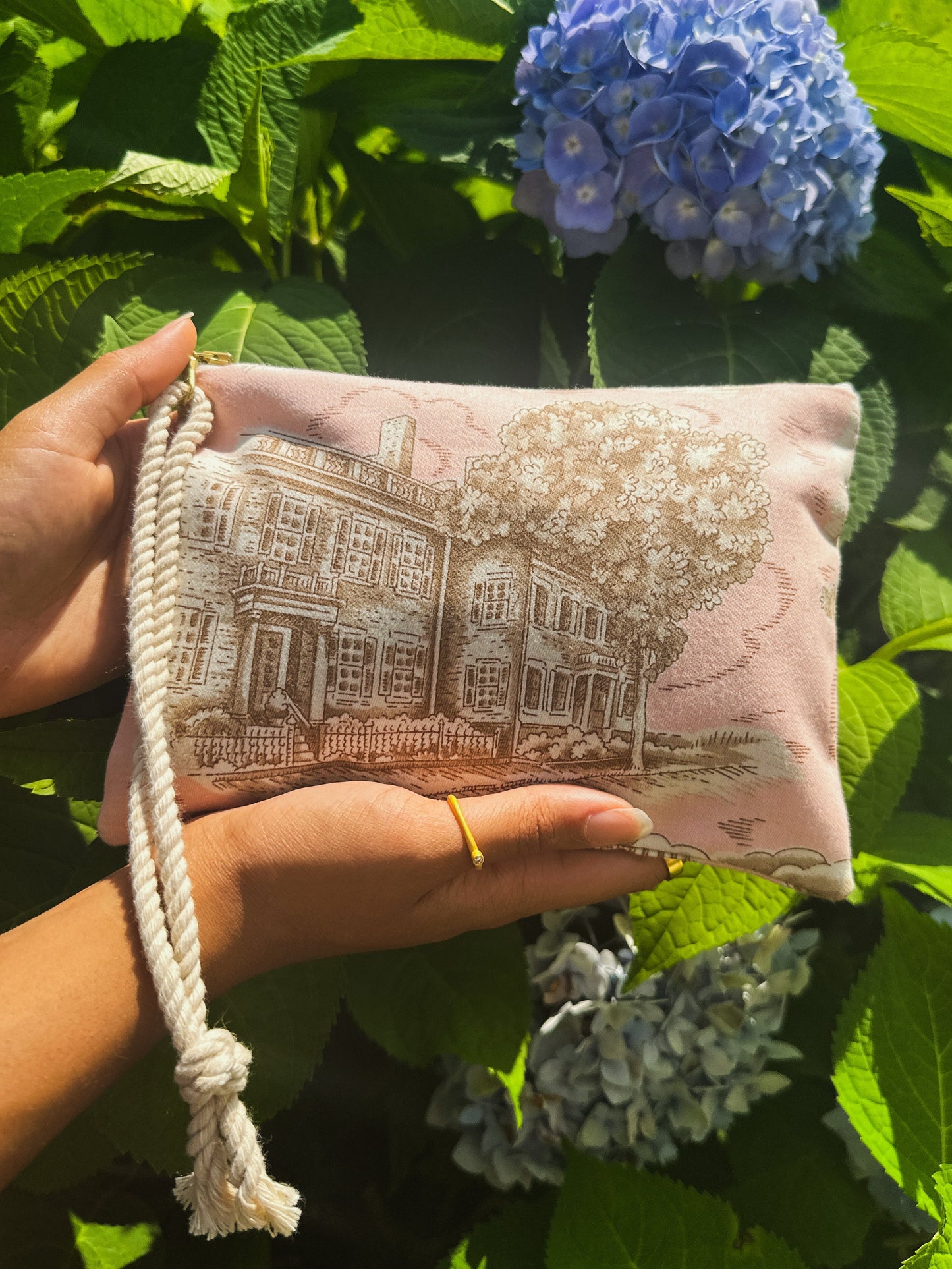 Pink Ash & Rose Nantucket purse with elegant design and compact size, perfect for stylish everyday use.