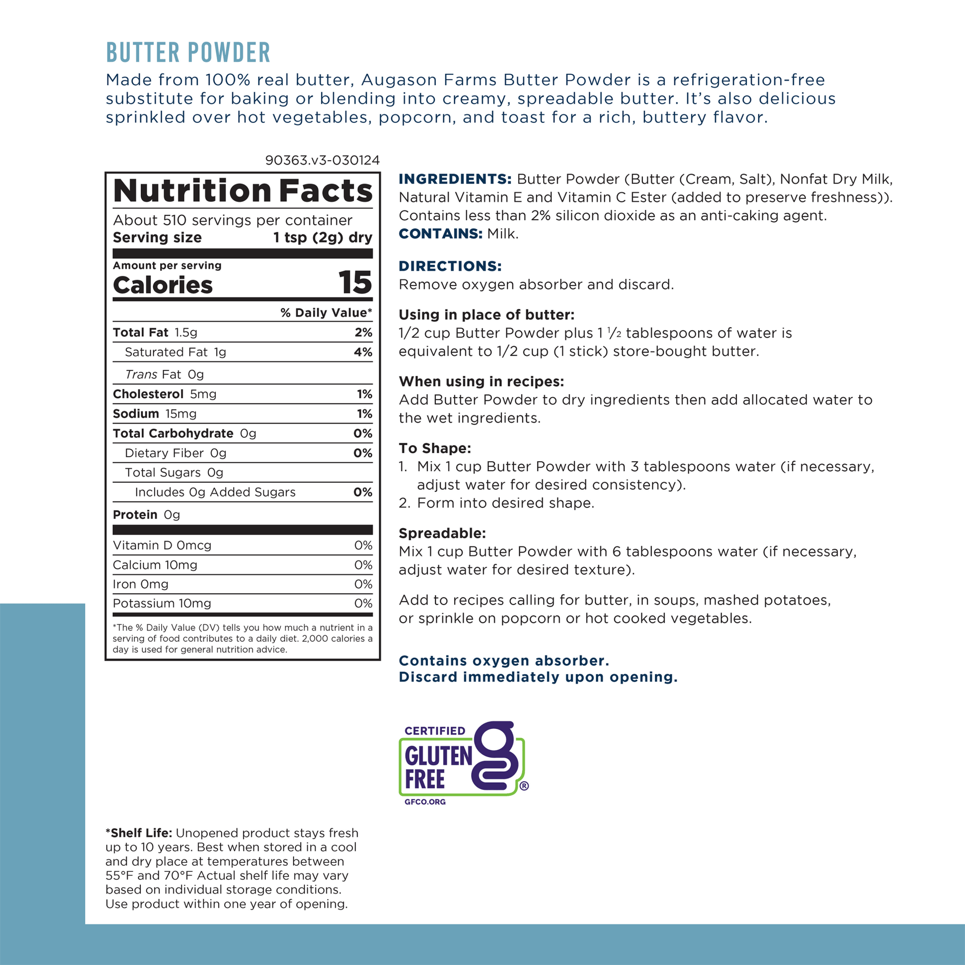 Butter Powder Can, 510 Servings - Blessings Grow Meadows