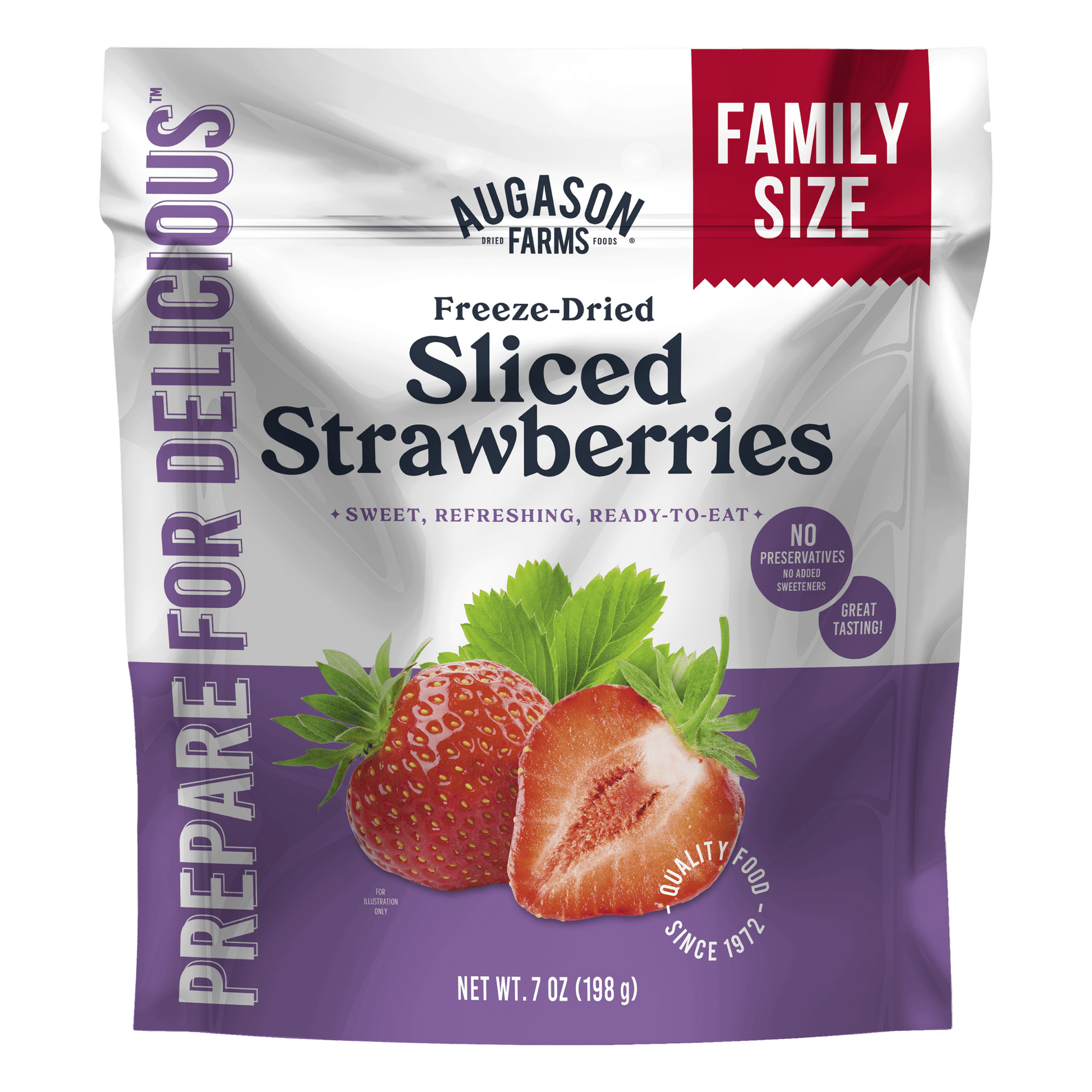 Freeze Dried Sliced Strawberries Family Size Pouch, 20 Servings - Blessings Grow Meadows