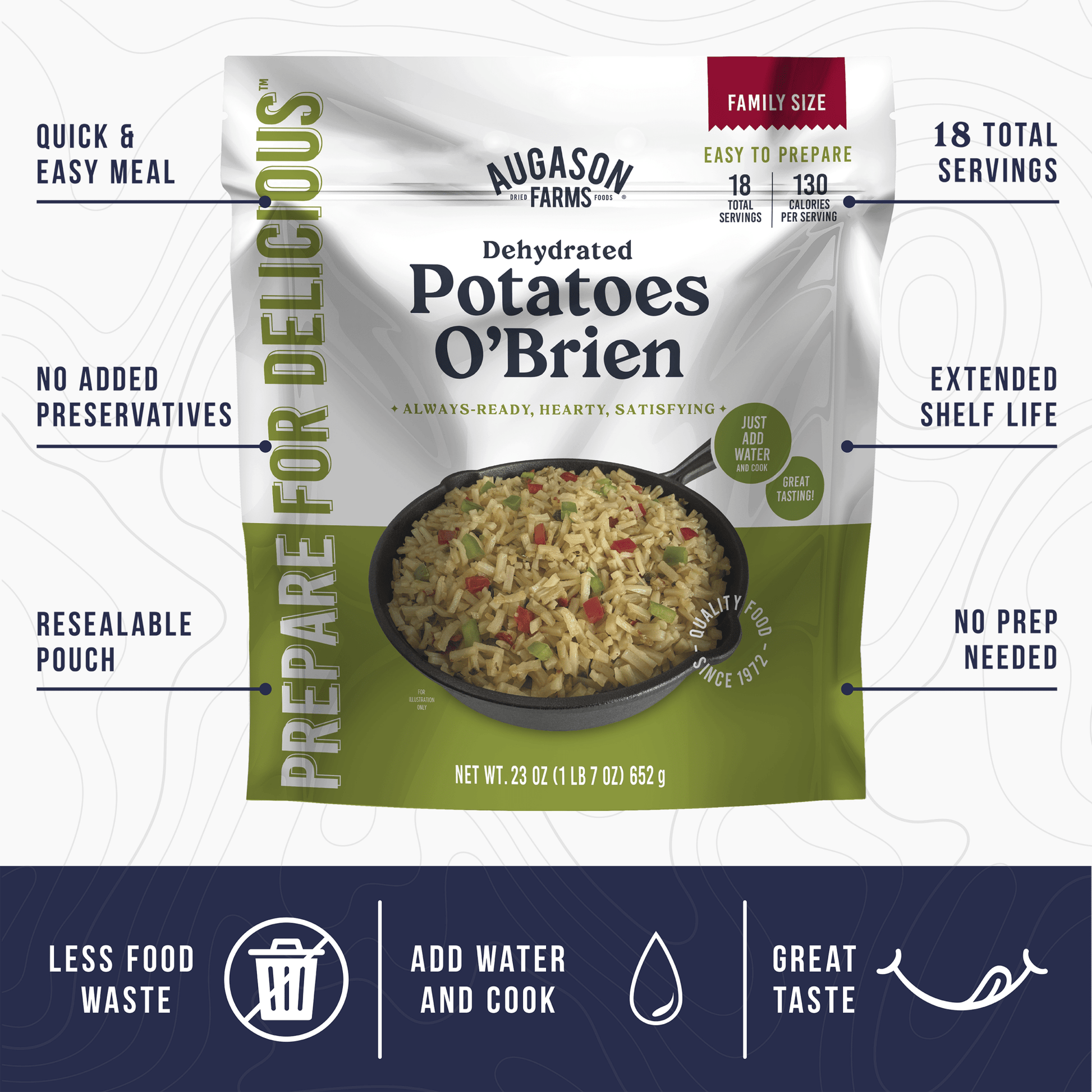 Potatoes O'Brien Family Size Pouch, 18 Servings - Blessings Grow Meadows