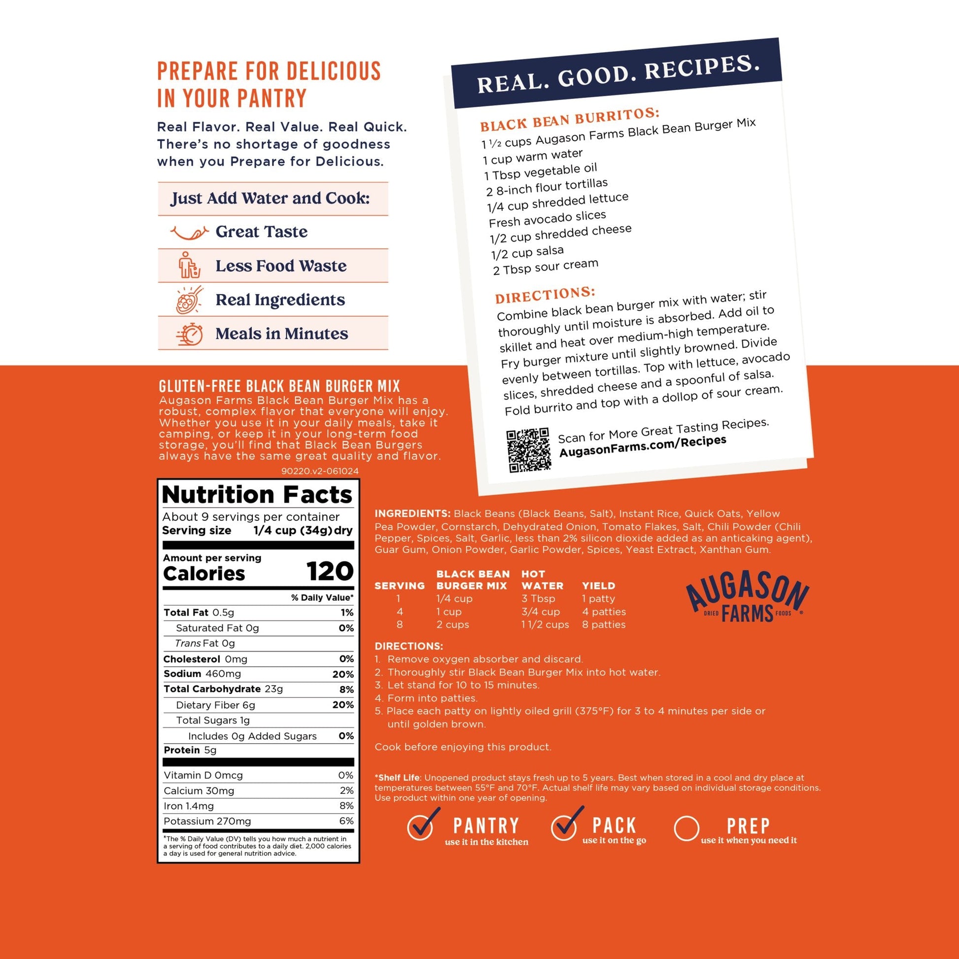 Gluten Free Black Bean Burger Mix Pouch, 9 Servings - Blessings Grow Meadows