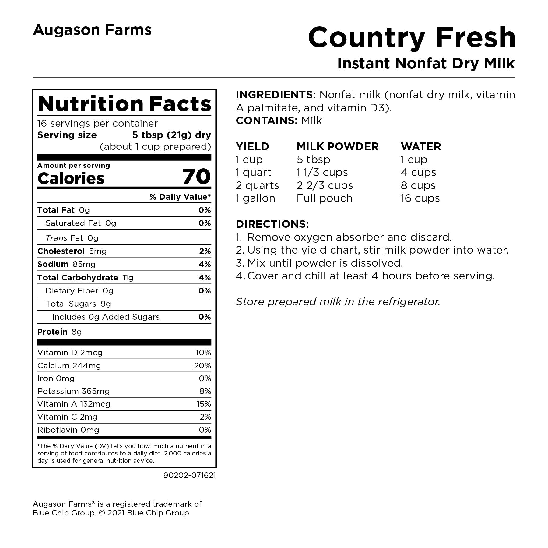 Country Fresh Instant Nonfat Dry Milk Pouch, 16 Servings - Blessings Grow Meadows