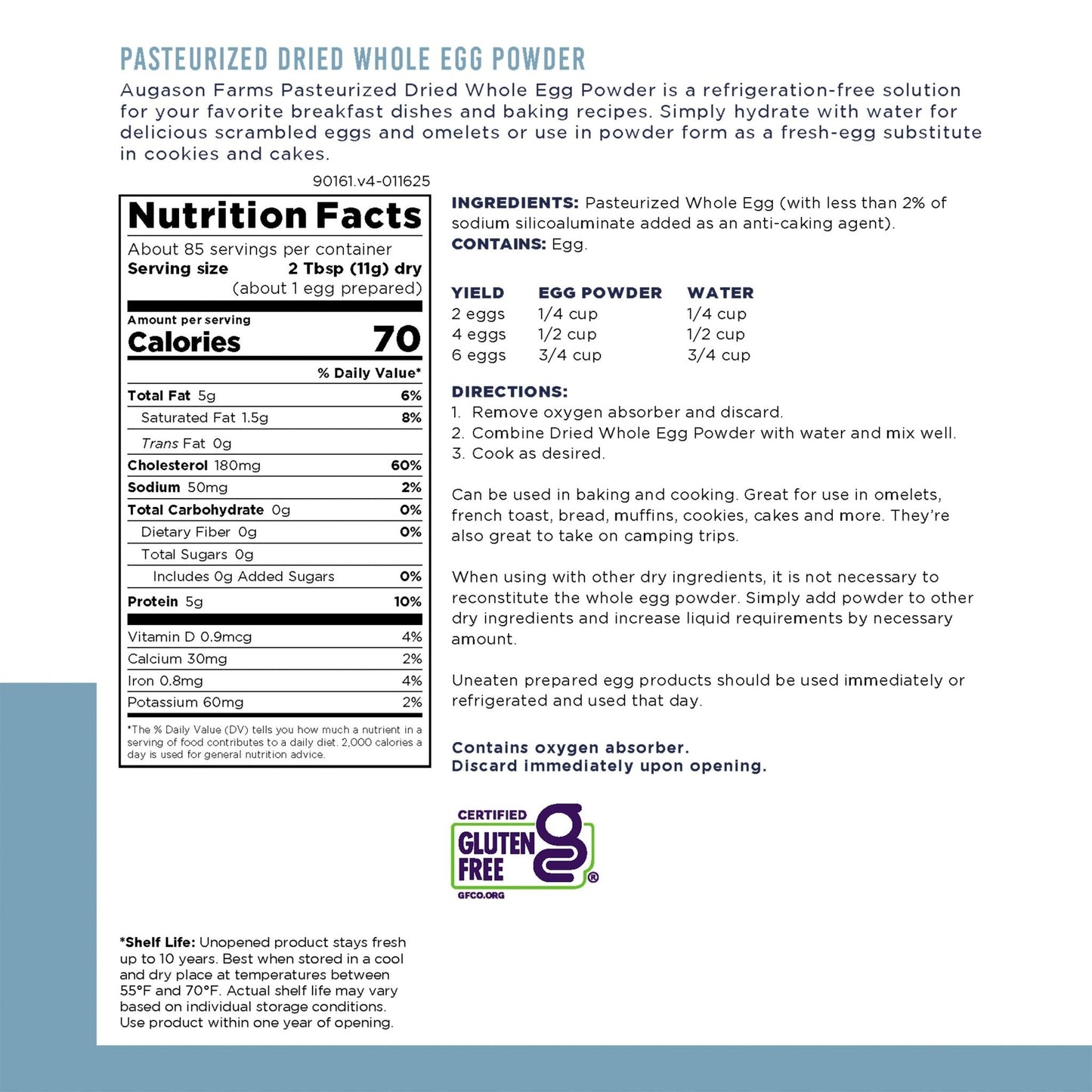 Pasteurized Dried Whole Egg Powder Can, 85 Servings - Blessings Grow Meadows