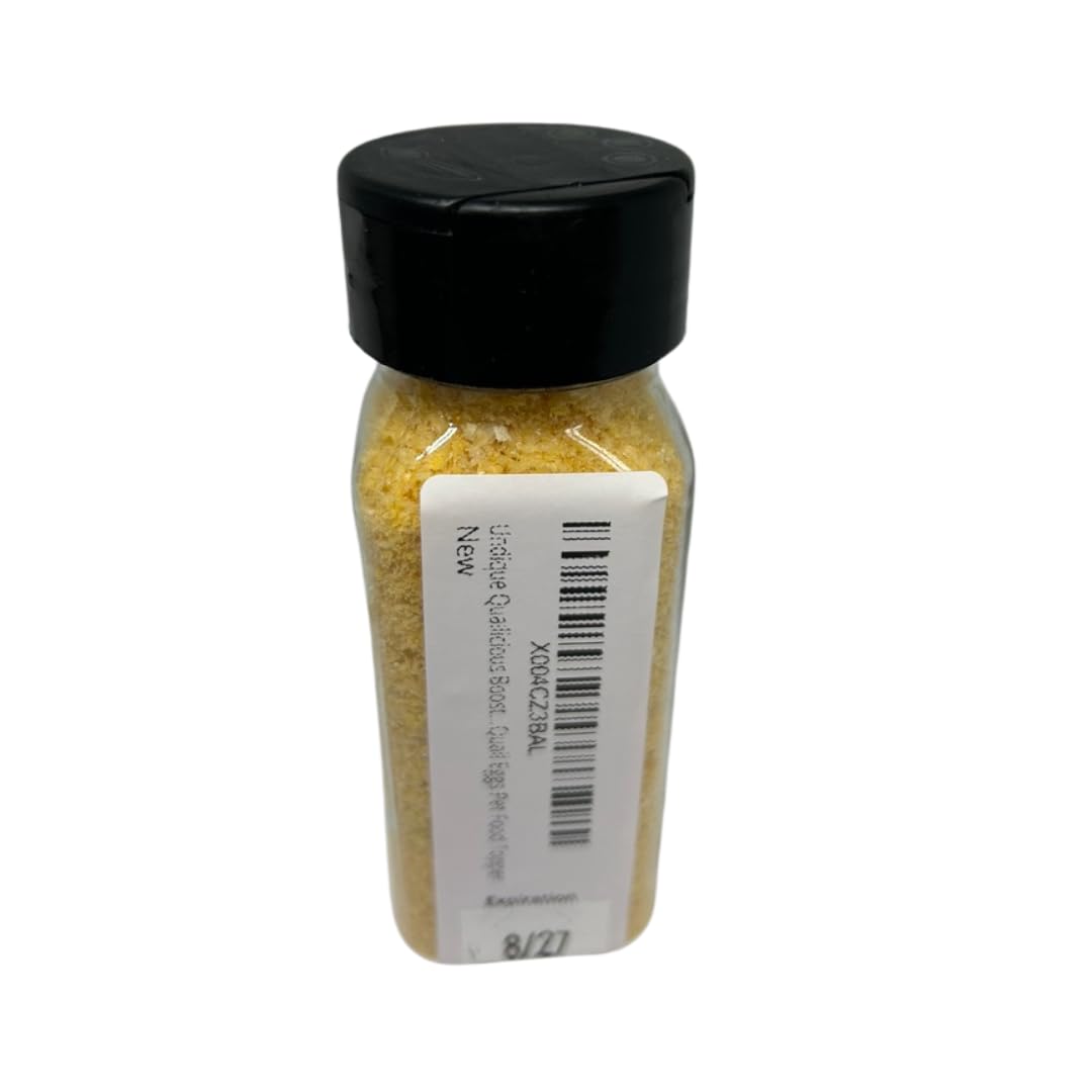 Quailicious Boost pet food enhancer with whole quail eggs, promoting healthy coat, immune support, and energy for dogs.