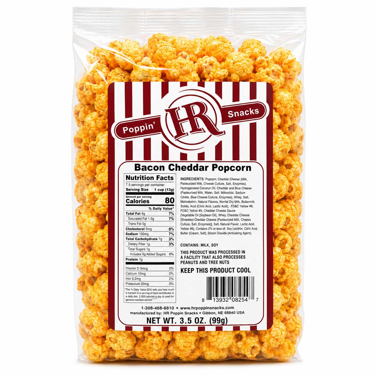 Bacon Cheddar Popcorn | 3.5 oz | HR Poppin' Snacks