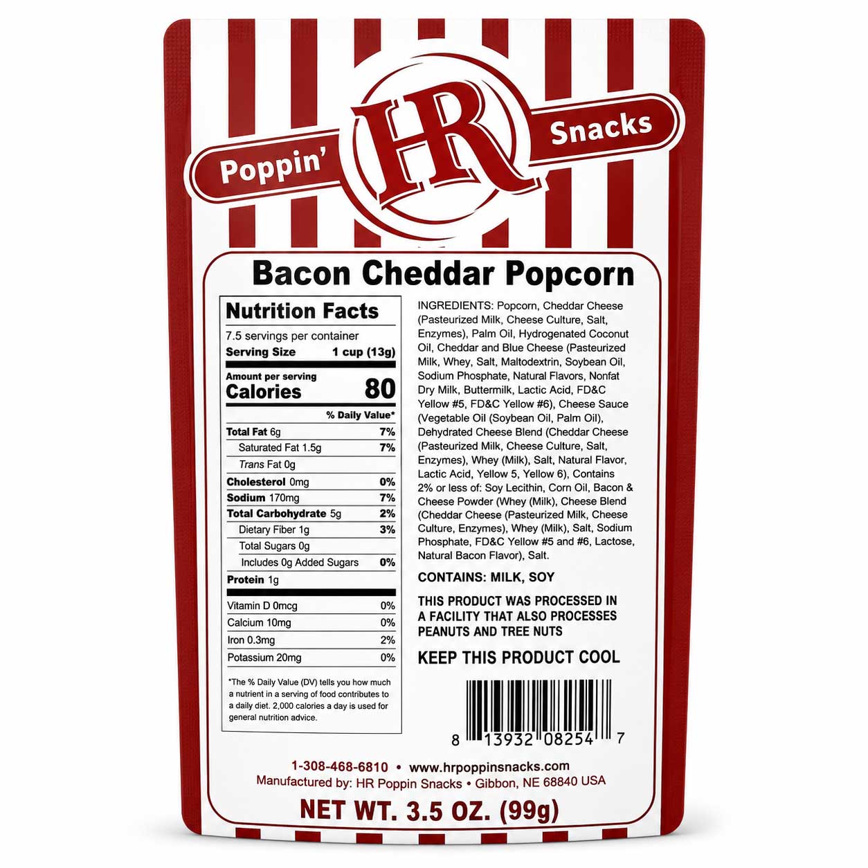 Bacon Cheddar Popcorn | 3.5 oz | HR Poppin' Snacks