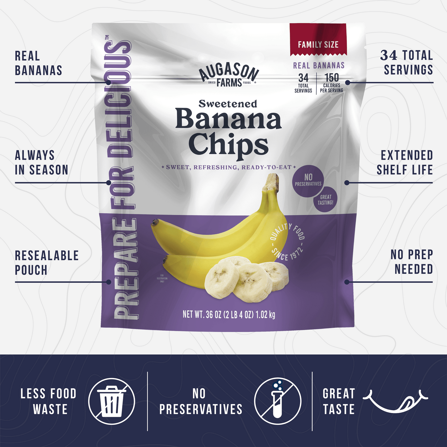 Banana Chips Family Size Pouch, 34 Servings - Blessings Grow Meadows