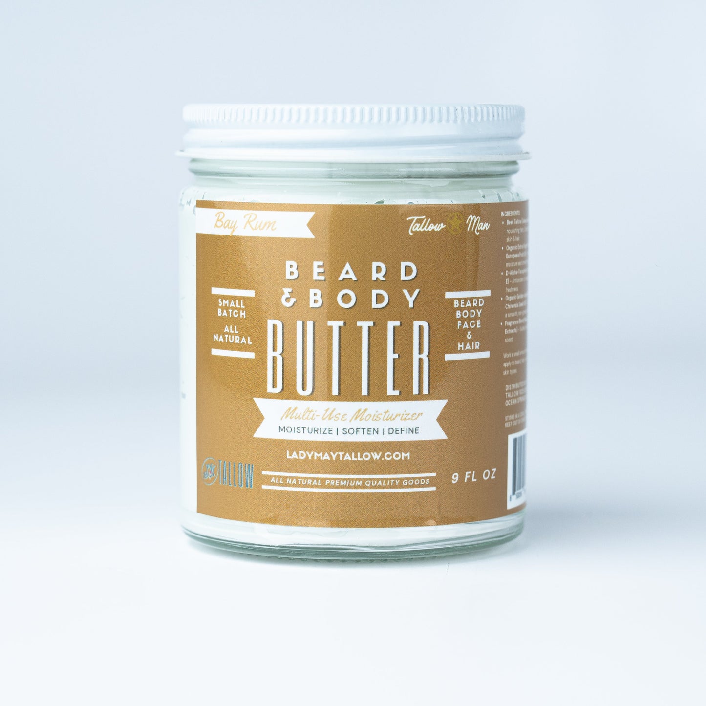 Bay Rum Beard & Body Butter for Men | Natural Tallow Moisturizer - Blessings Grow Meadows