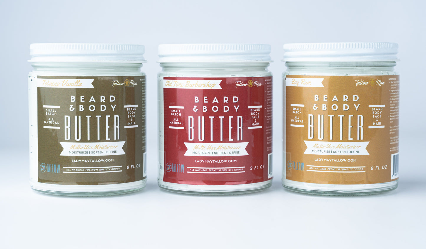 Tallow Man Men’s Beard Butter Trio Gift Box | 100% Natural Tallow - Lady May Tallow ~ Blessings Grow Meadows