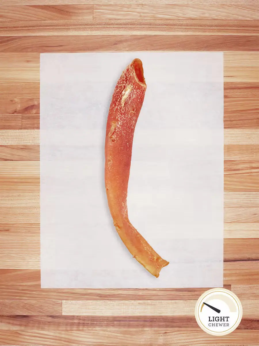 Farm Hounds Beef Aorta Dog Chews showing dried beef aorta pieces, ideal for durable dog treats and natural chewing satisfaction.