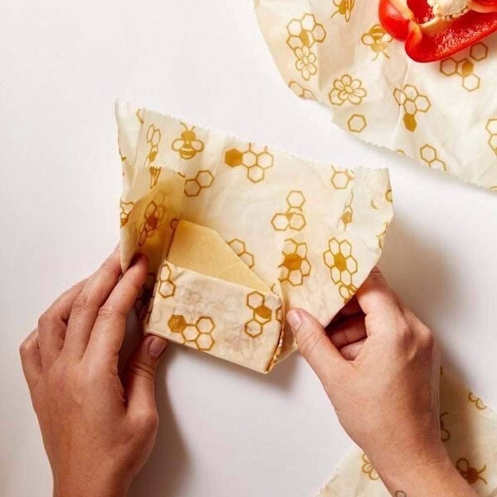 Reusable beeswax food wraps from Tilley + Me, organic and eco-friendly for sustainable food storage.