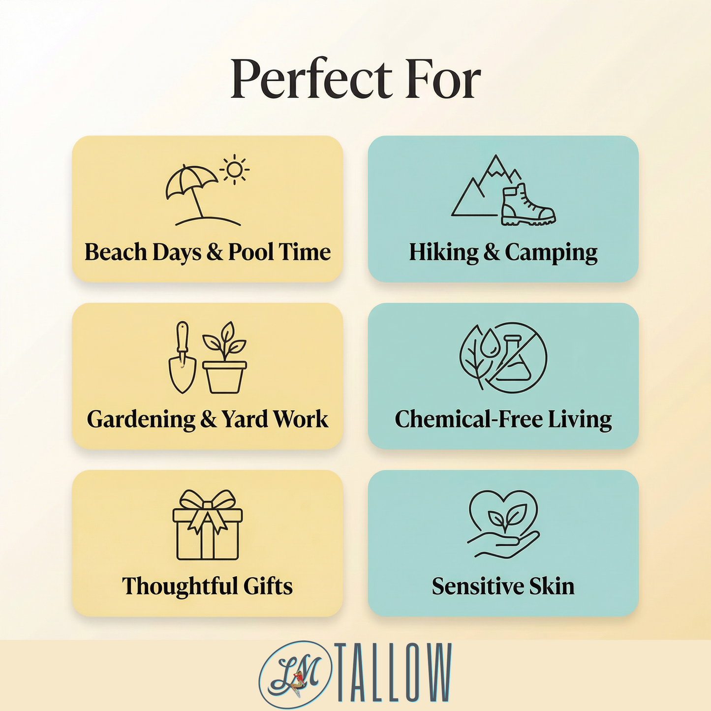 Lady May Tallow Tallow Sun Care Duo body creams with before and after sun lotion, ideal for nourishing and protecting skin.